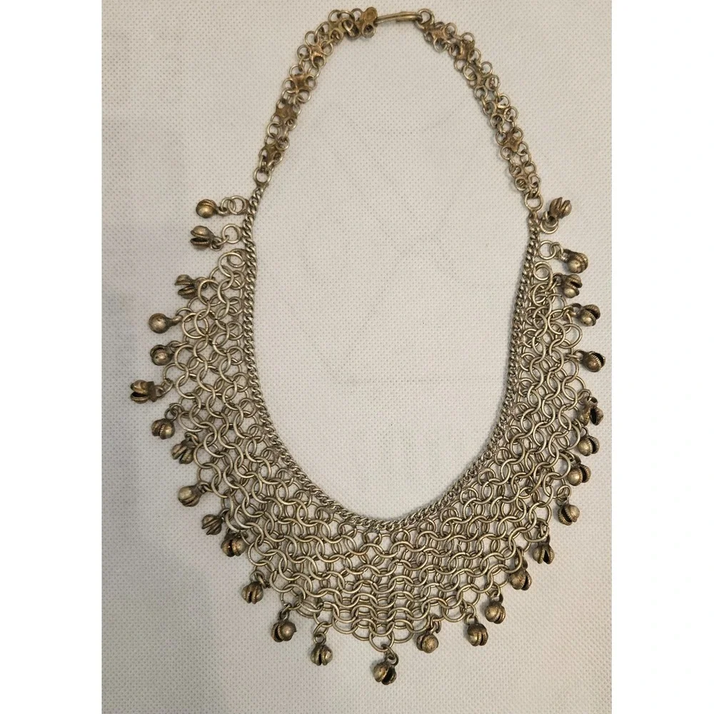 Bell Choker Necklace Statement Chainmail Bib‎ Festival Tribal Jewelry